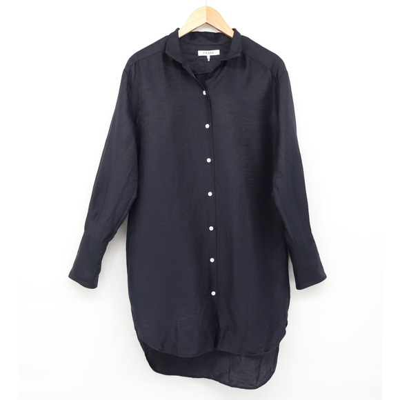 FRAME Dresses & Skirts - Frame Women's Linen Button Down Long Sleeve Navy Coastal Dress Sz S